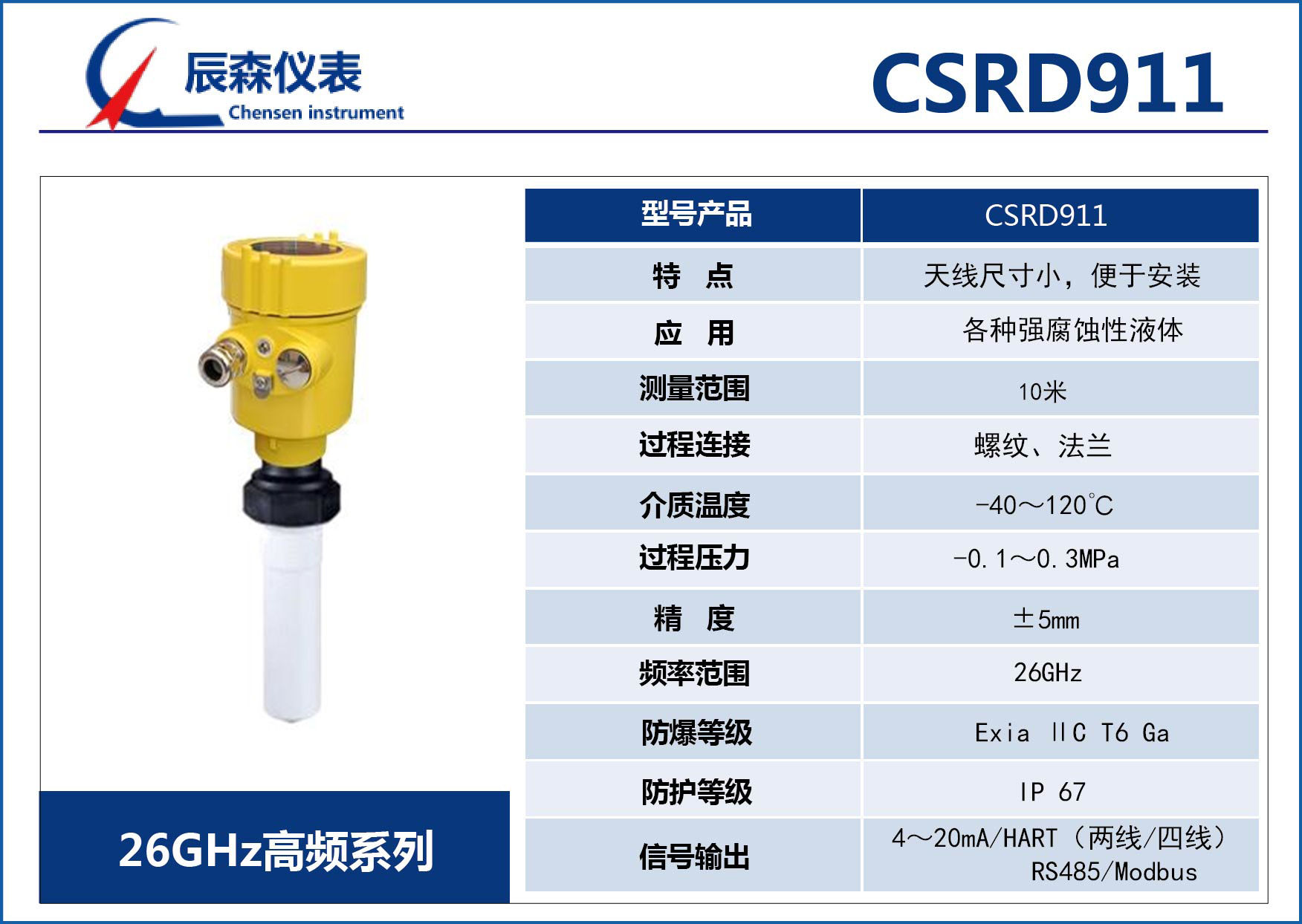 高頻雷達式物位計CSRD911 高頻雷達式物位計CSRD911