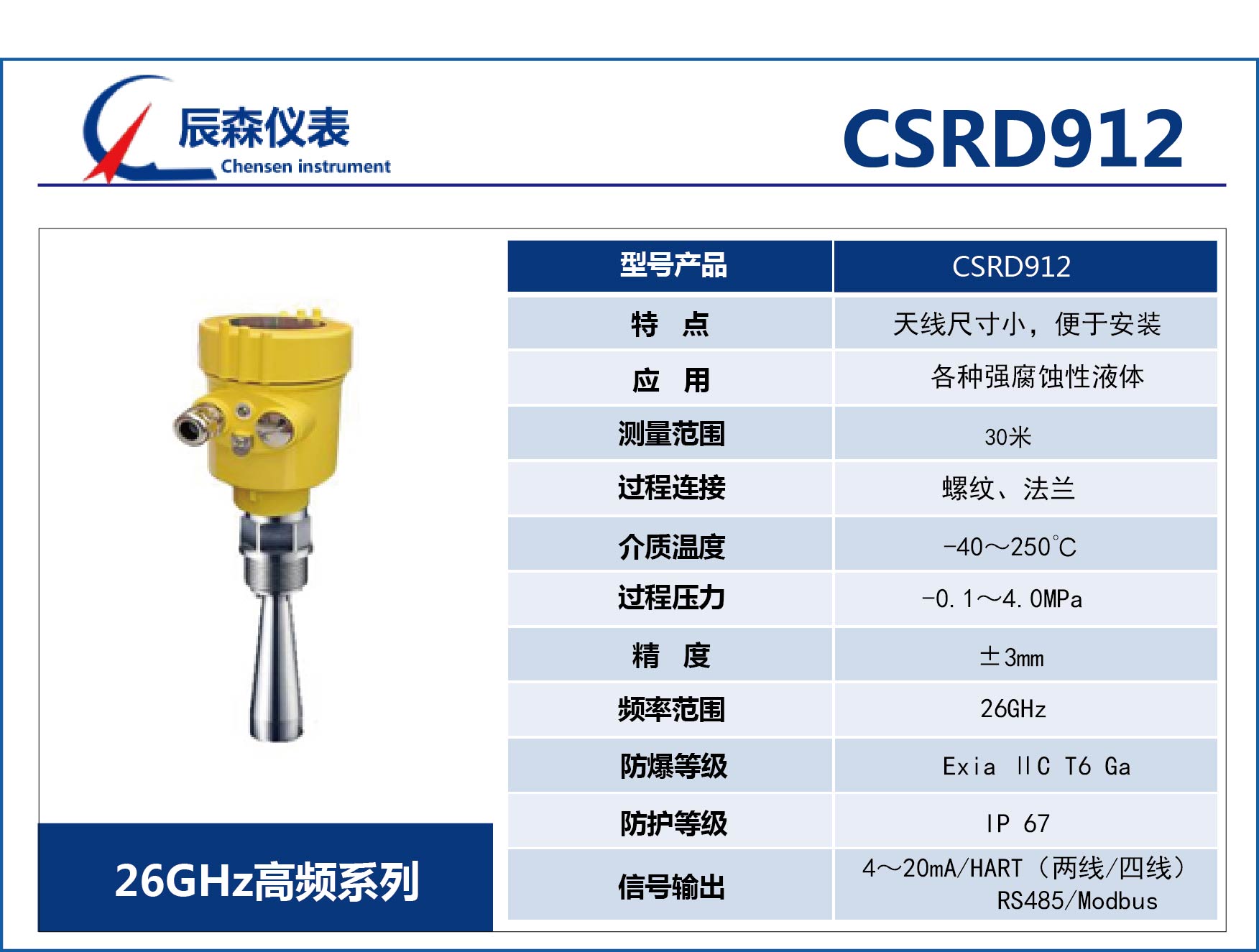 高頻雷達(dá)式物位計CSRD912 高頻雷達(dá)式物位計CSRD912