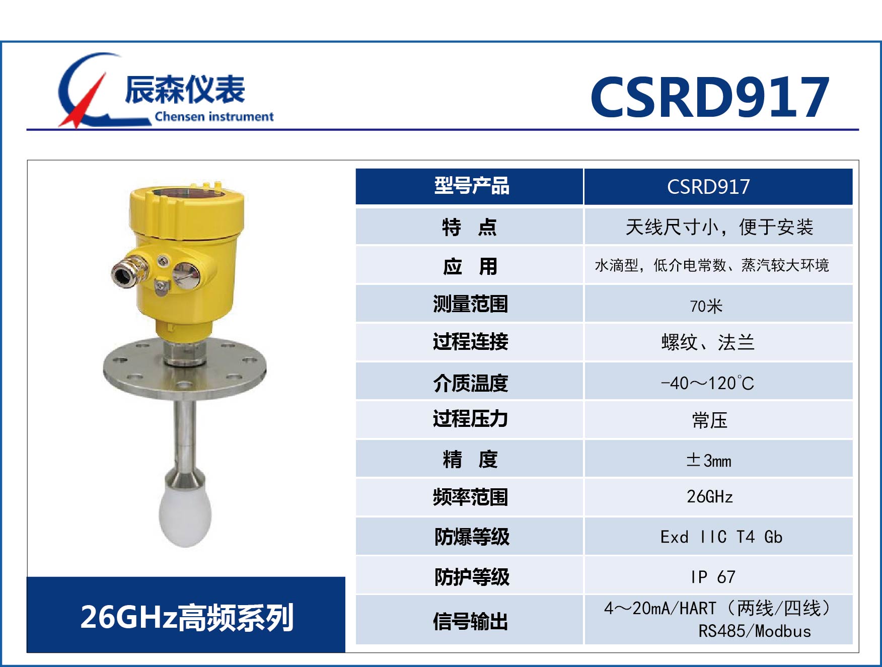 高頻雷達(dá)式物位計(jì)CSRD917 高頻雷達(dá)式物位計(jì)CSRD917